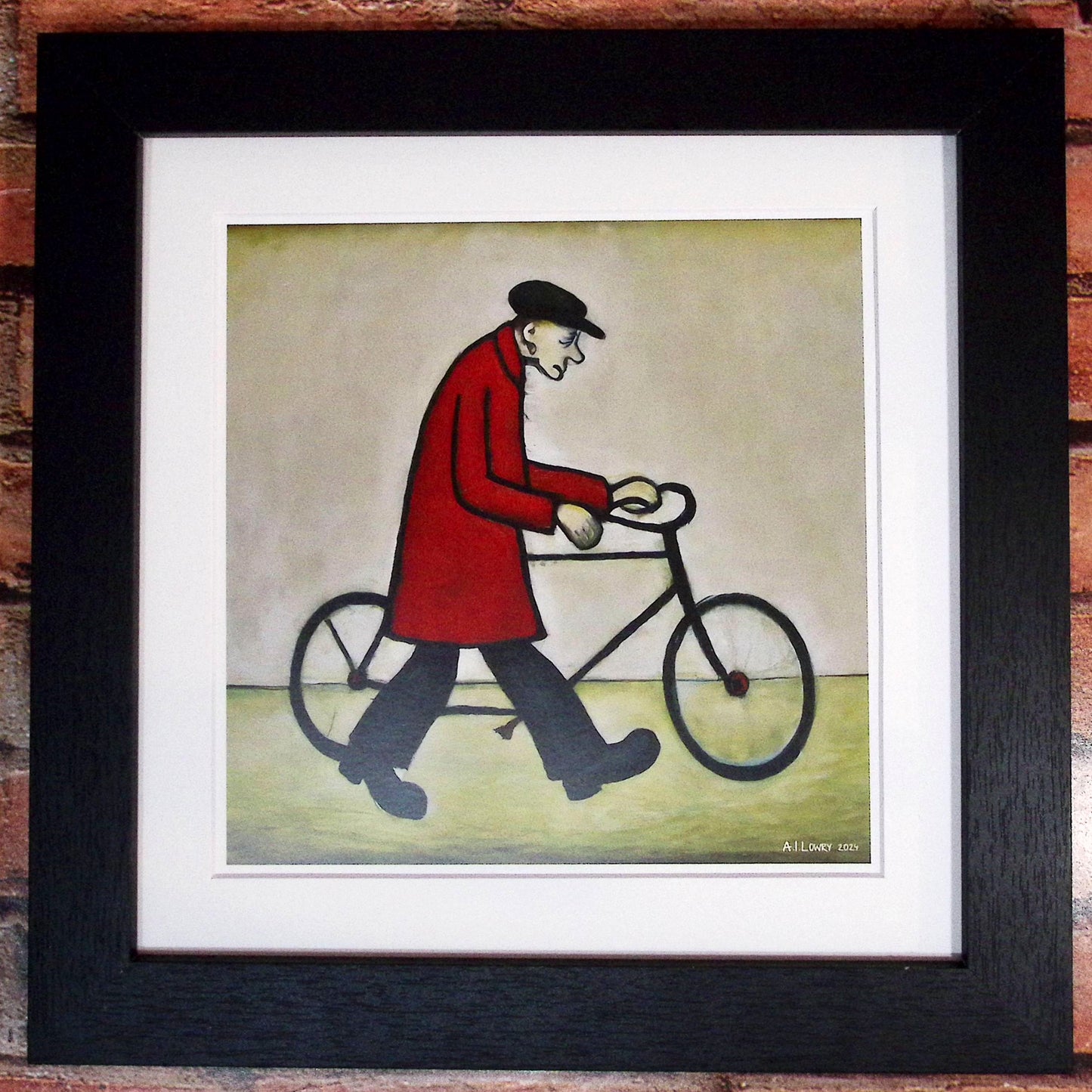 Bicycle Man Lowry Style Giclée Art Print. Available Mounted/Framed or Unframed