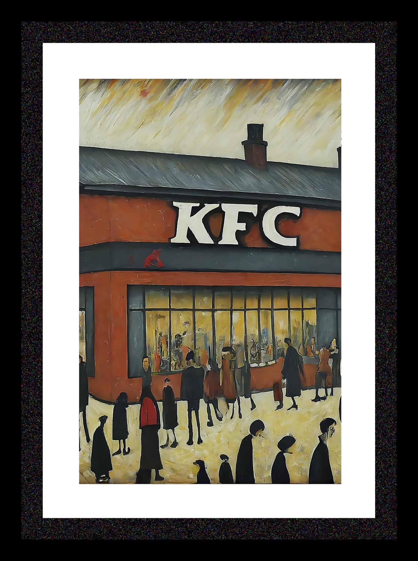 KFC - A4 Size Giclée Art Print. Lowry Style Art Print. Available Framed or Unframed.