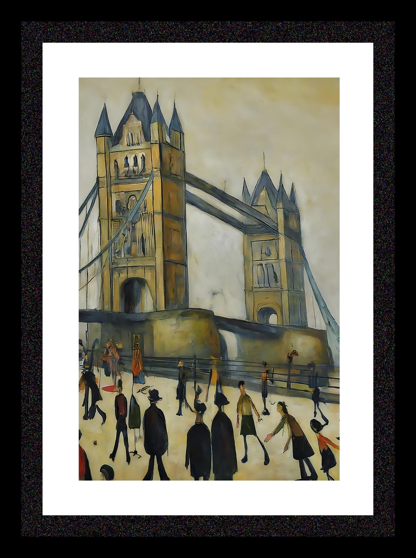 Tower Bridge - Lowry Style A4 Size Giclée Art Print. Available Framed and Unframed.