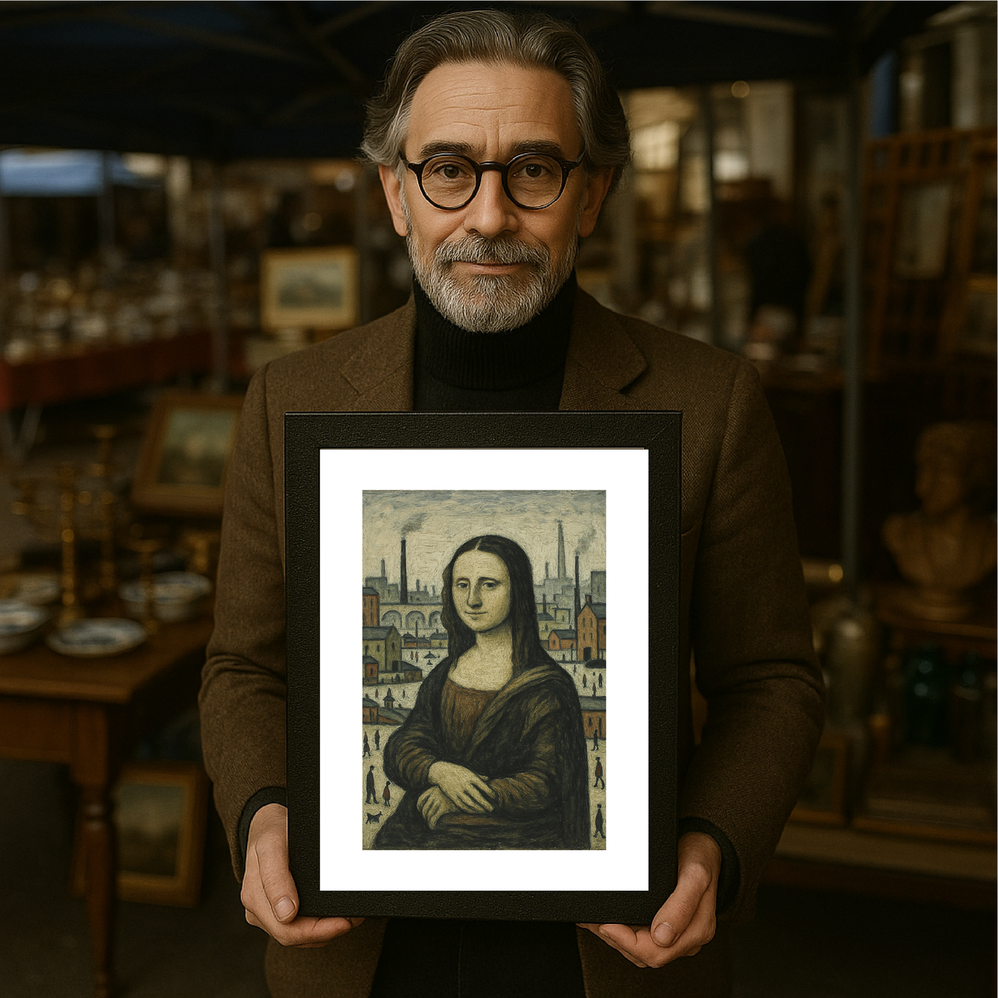 Mona Lisa - Lowry Style A4 Size Giclée Art Print. Available Framed or Unframed.