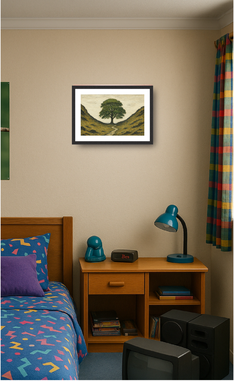 Sycamore Gap Tree - Lowry Style A4 Size Giclée Art Print. Available Framed or Unframed.