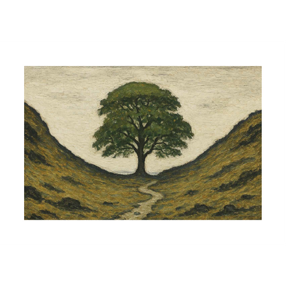 Sycamore Gap Tree - Lowry Style A4 Size Giclée Art Print. Available Framed or Unframed.