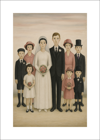 Wedding Party - Lowry Style A4 Size Giclée Art Print. Available Framed or Unframed
