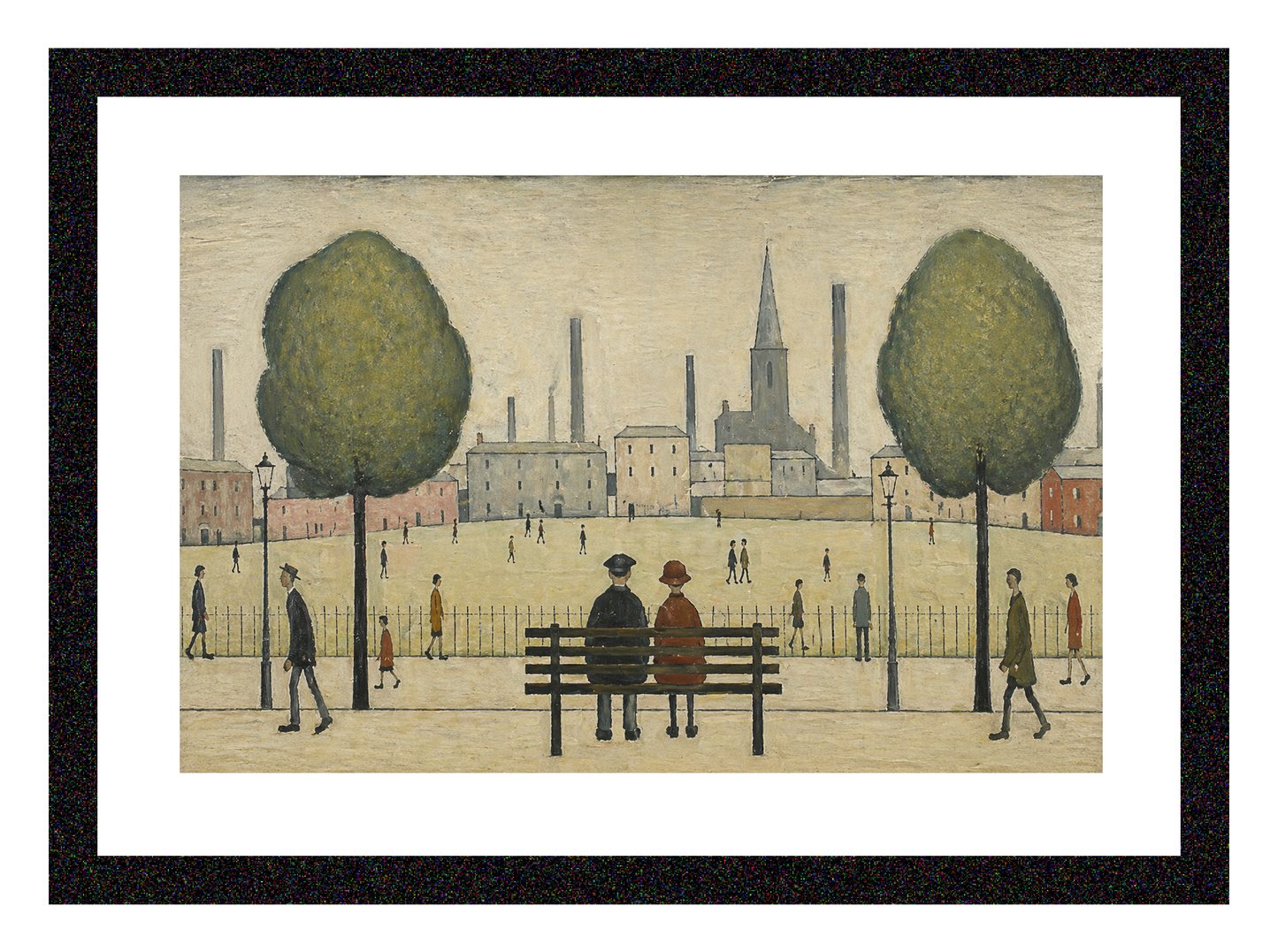Park Bench Landscapre - A4 Size Giclée Art Print. Lowry Style Art Print. Available Framed and Unframed.