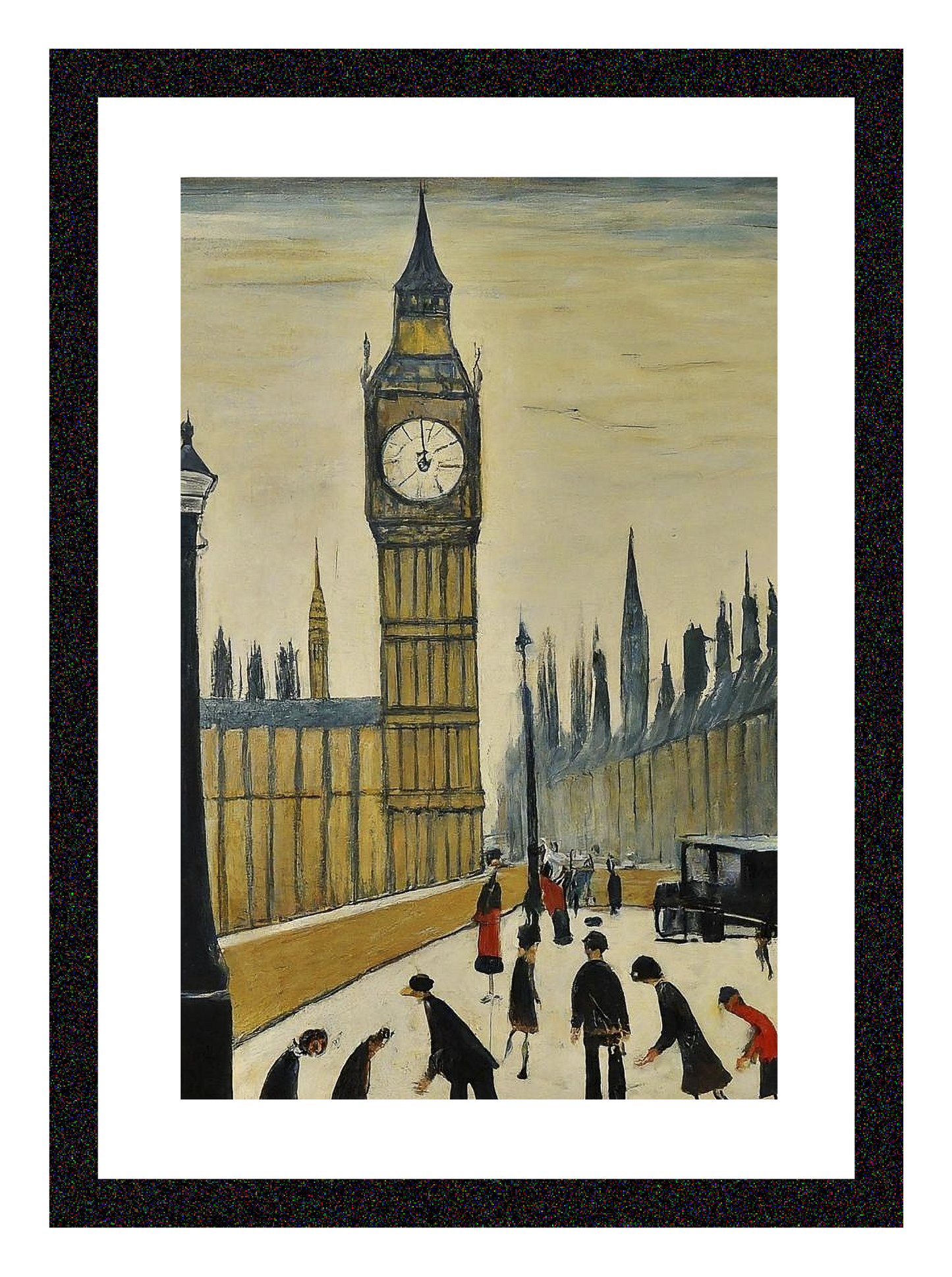 Big Ben - A4 Size Giclée Art Print. Lowry Style Art Print. Available Framed and Unframed.