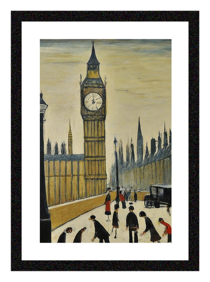 Big Ben - A4 Size Giclée Art Print. Lowry Style Art Print. Available Framed and Unframed.