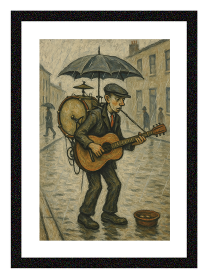 One Man Band - Lowry Style A4 Size Giclée Art Print. Available Framed or Unframed