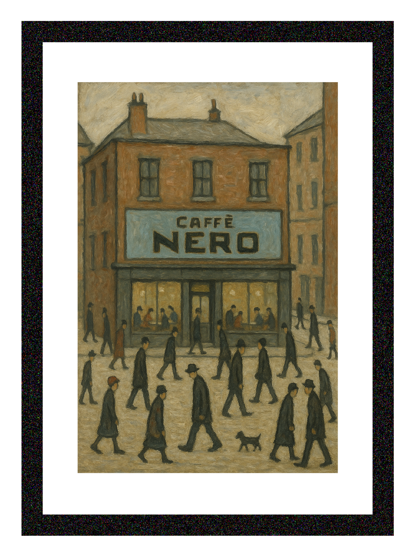 Caffè Nero - Lowry Style A4 Size Giclée Art Print. Available Framed or Unframed