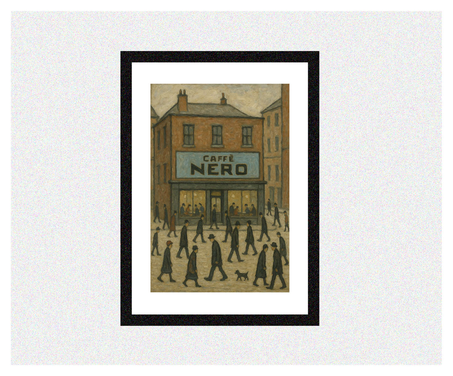 Caffè Nero - Lowry Style A4 Size Giclée Art Print. Available Framed or Unframed