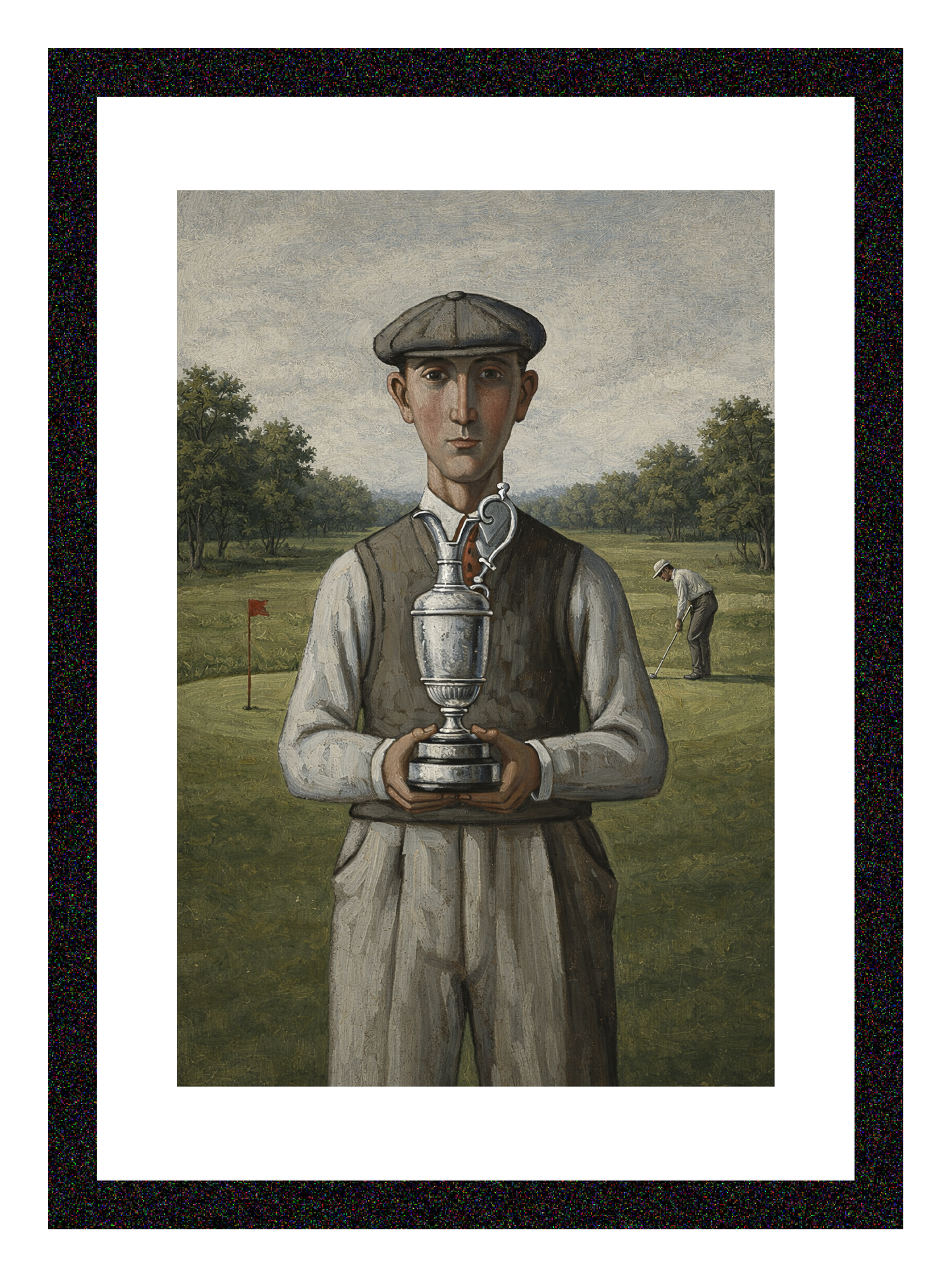 Golf Trophy Man - Lowry Style A4 Size Giclée Art Print. Available Framed or Unframed