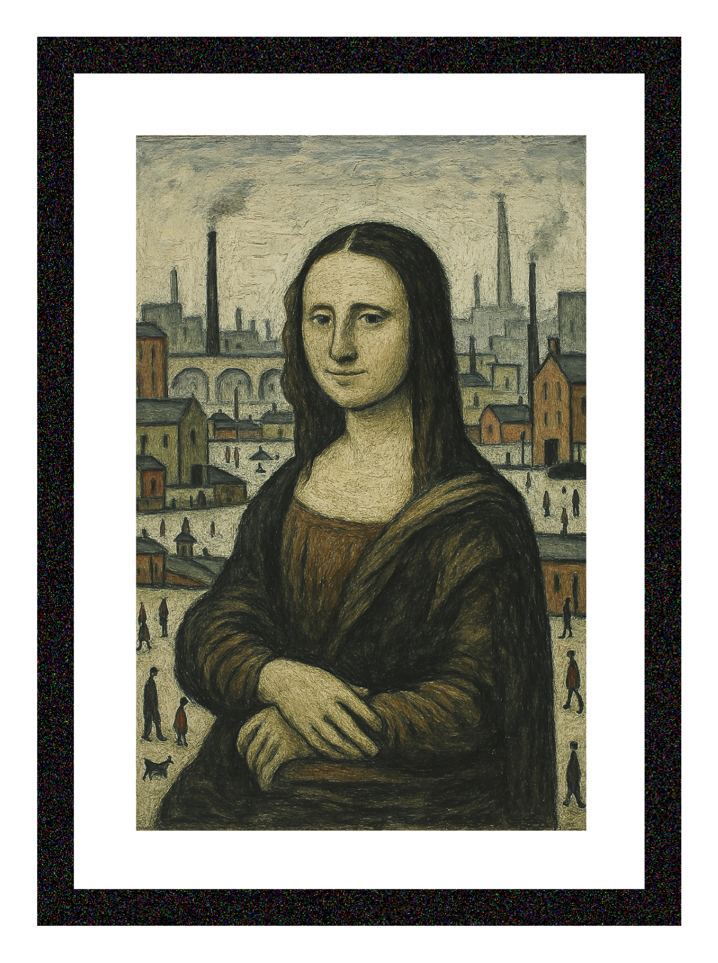 Mona Lisa - Lowry Style A4 Size Giclée Art Print. Available Framed or Unframed.