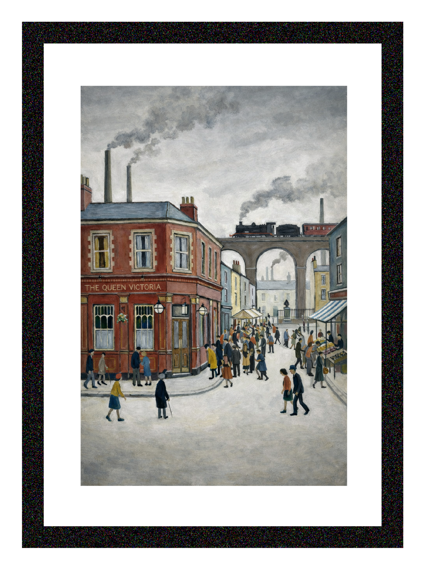 The Queen Vic Pub - Lowry Style A4 Size Giclée Art Print. Available Framed or Unframed