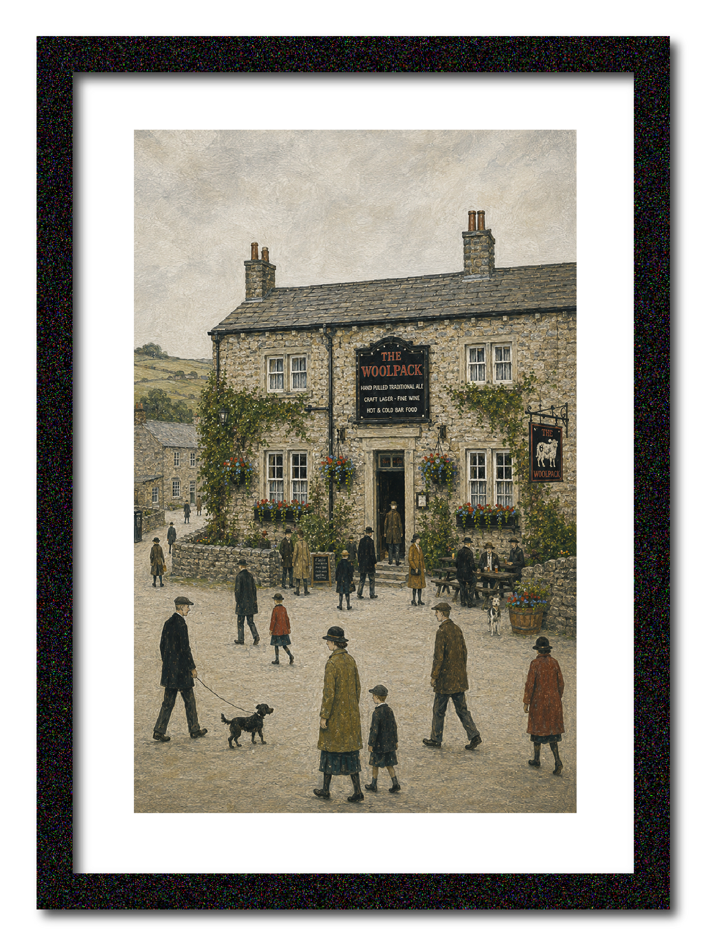 The Woolpack Inn - Lowry Style A4 Size Giclée Art Print. Available Framed or Unframed