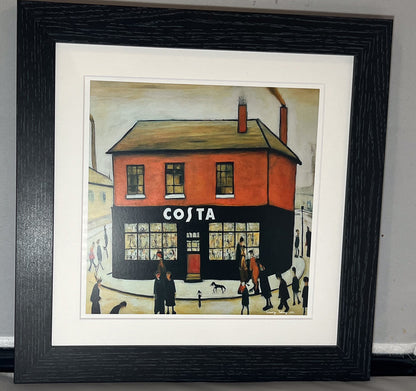 Costa Coffee - Lowry Style Giclée Art Print. Available Framed/Mounted or Unframed.