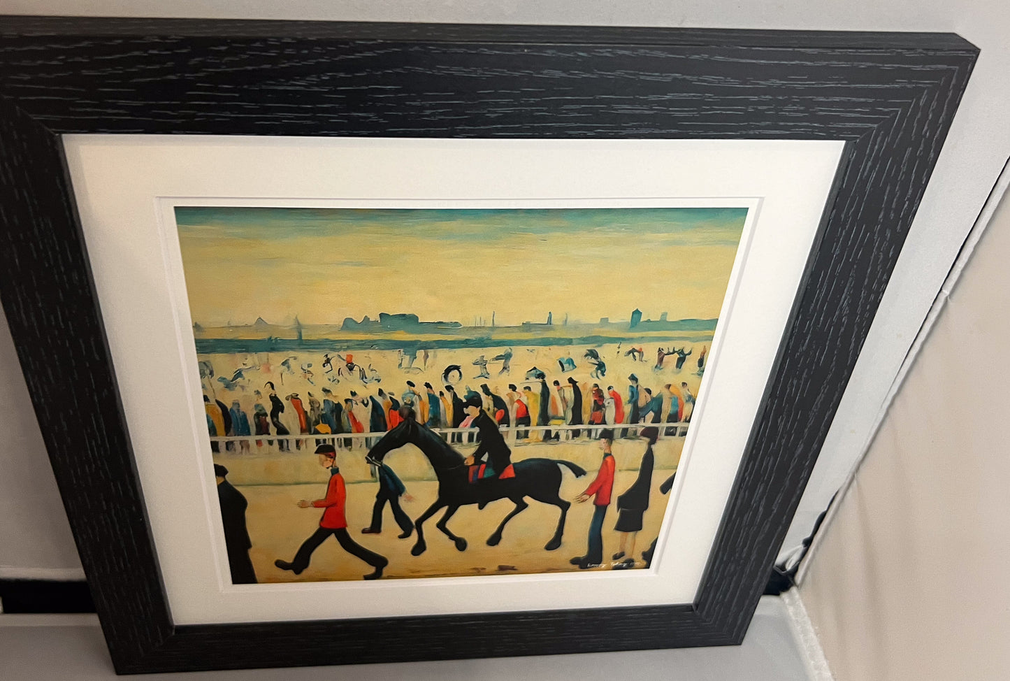 At The Races Horseracing Lowry Style Giclée Art Print. Available Mounted/Framed or Unframed.