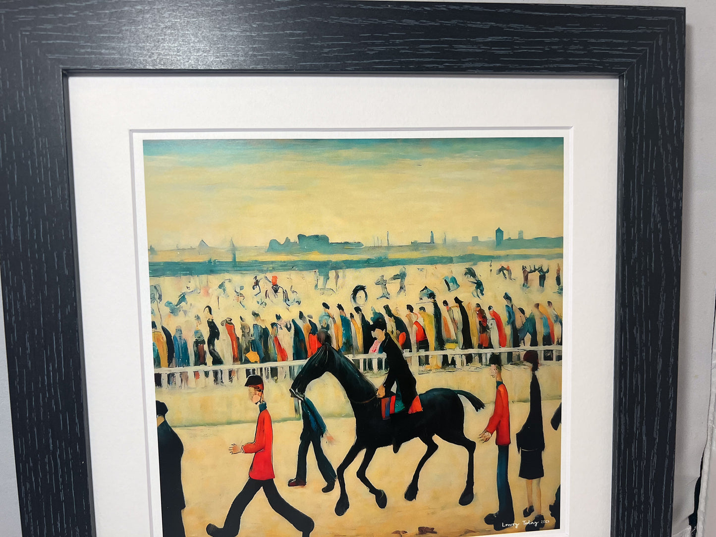 At The Races Horseracing Lowry Style Giclée Art Print. Available Mounted/Framed or Unframed.