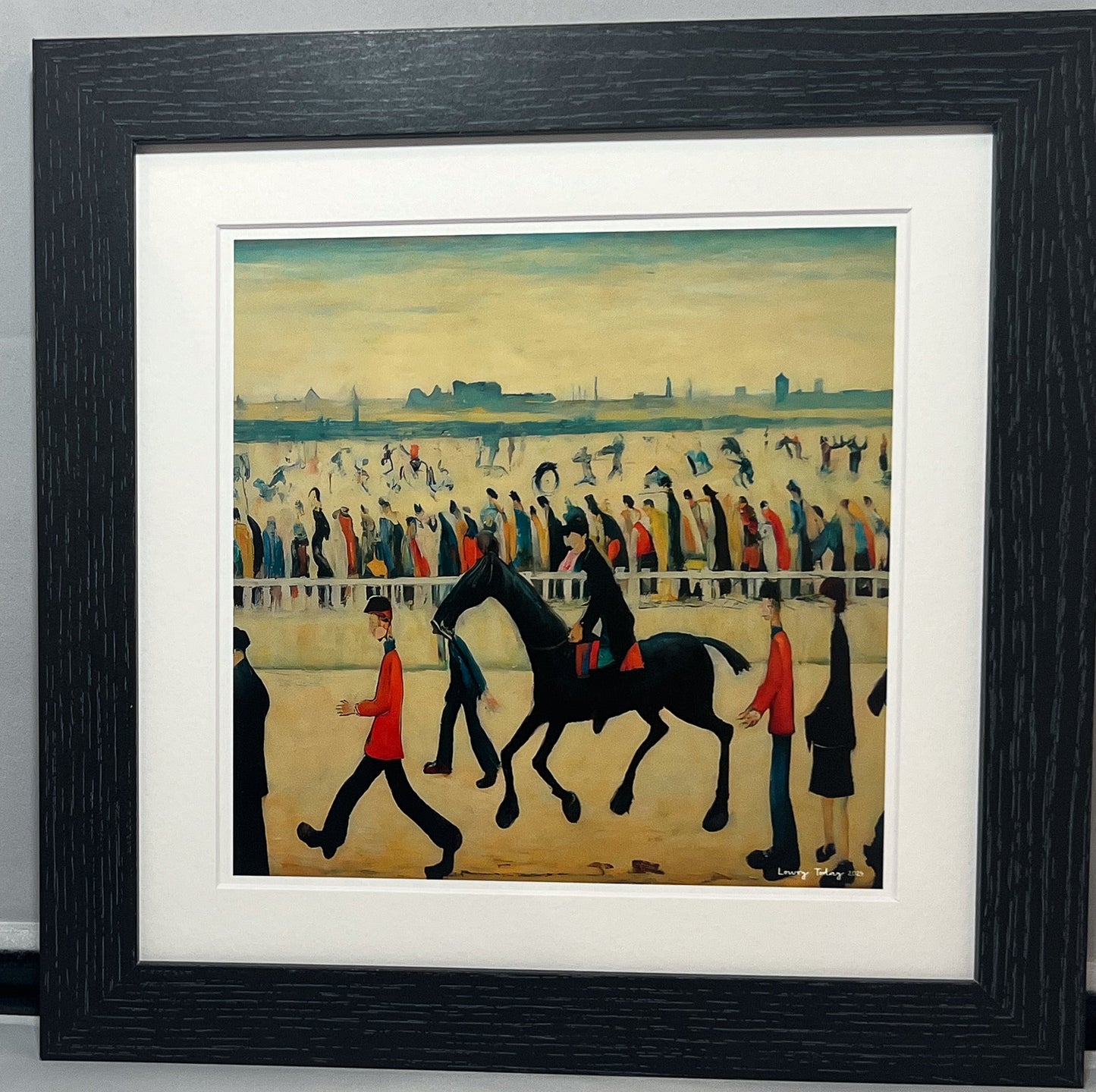 At The Races Horseracing Lowry Style Giclée Art Print. Available Mounted/Framed or Unframed.