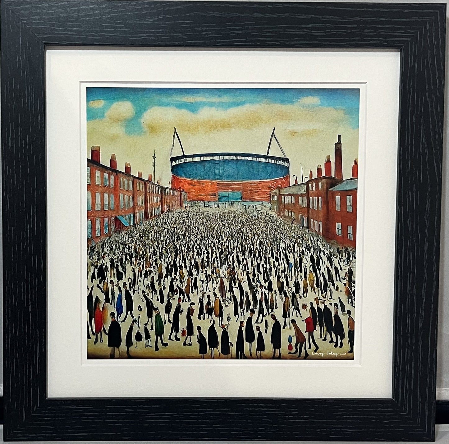 The "Blue" Stadium - Lowry Style Giclée Art Print. Available Mounted/Framed or Unframed