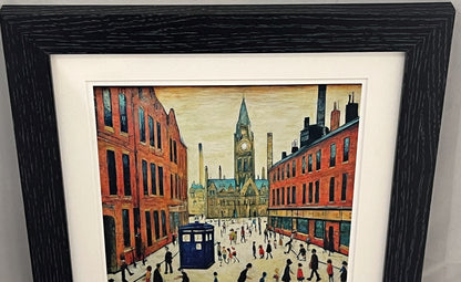 The Doctor Who Comes To Town - Lowry Style Giclée Art Print. Available Mounted/Framed or Unframed