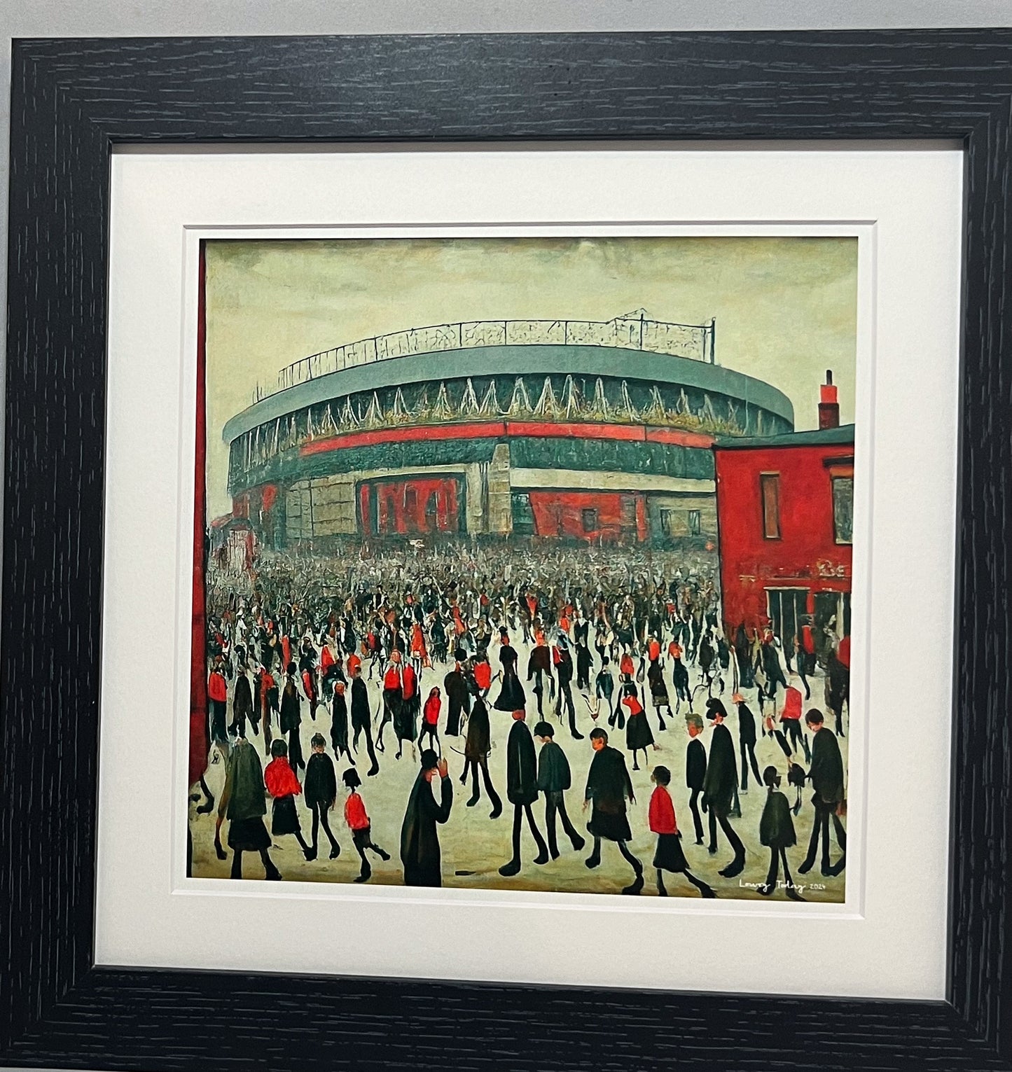 The "Red" Stadium - Lowry Style Giclée Art Print. Available Mounted/Framed or Unframed
