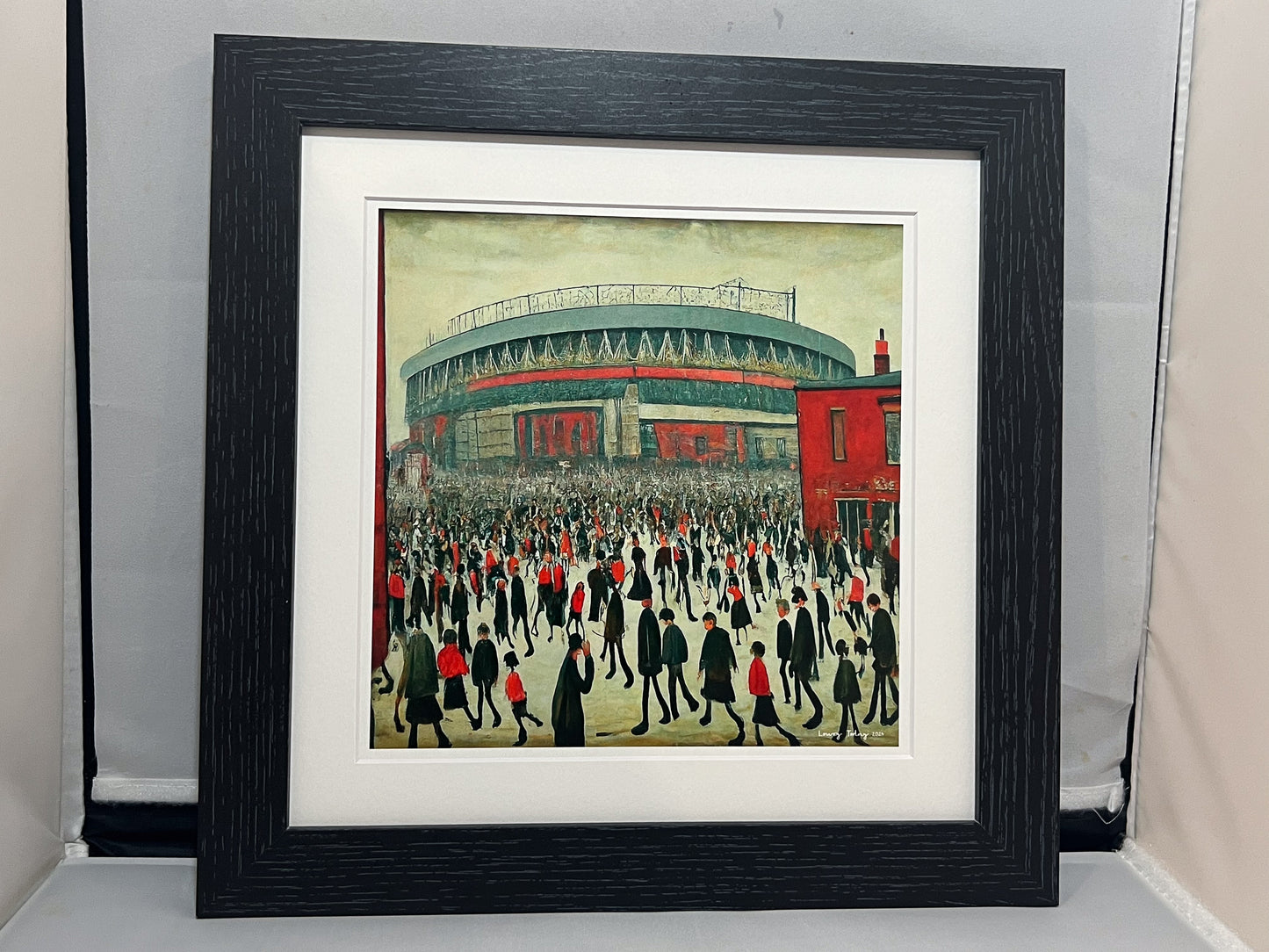The "Red" Stadium - Lowry Style Giclée Art Print. Available Mounted/Framed or Unframed