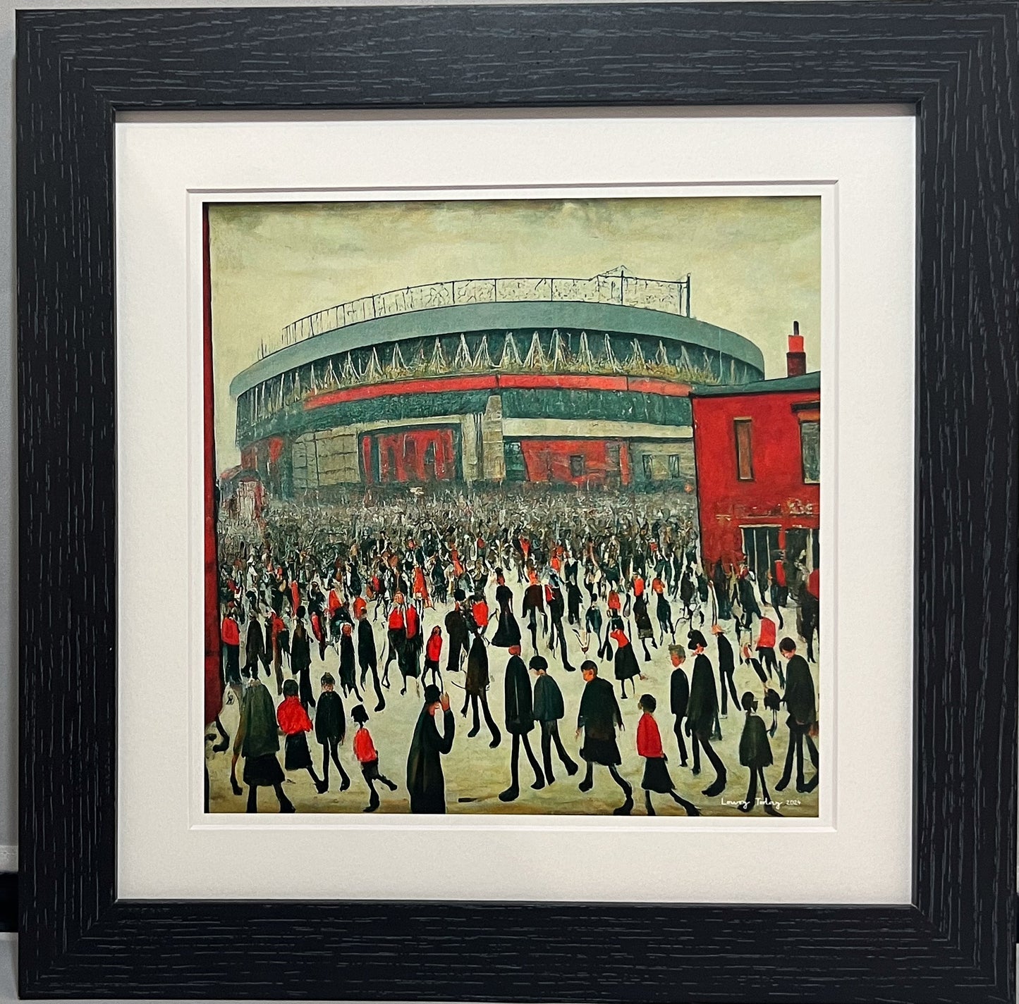 The "Red" Stadium - Lowry Style Giclée Art Print. Available Mounted/Framed or Unframed