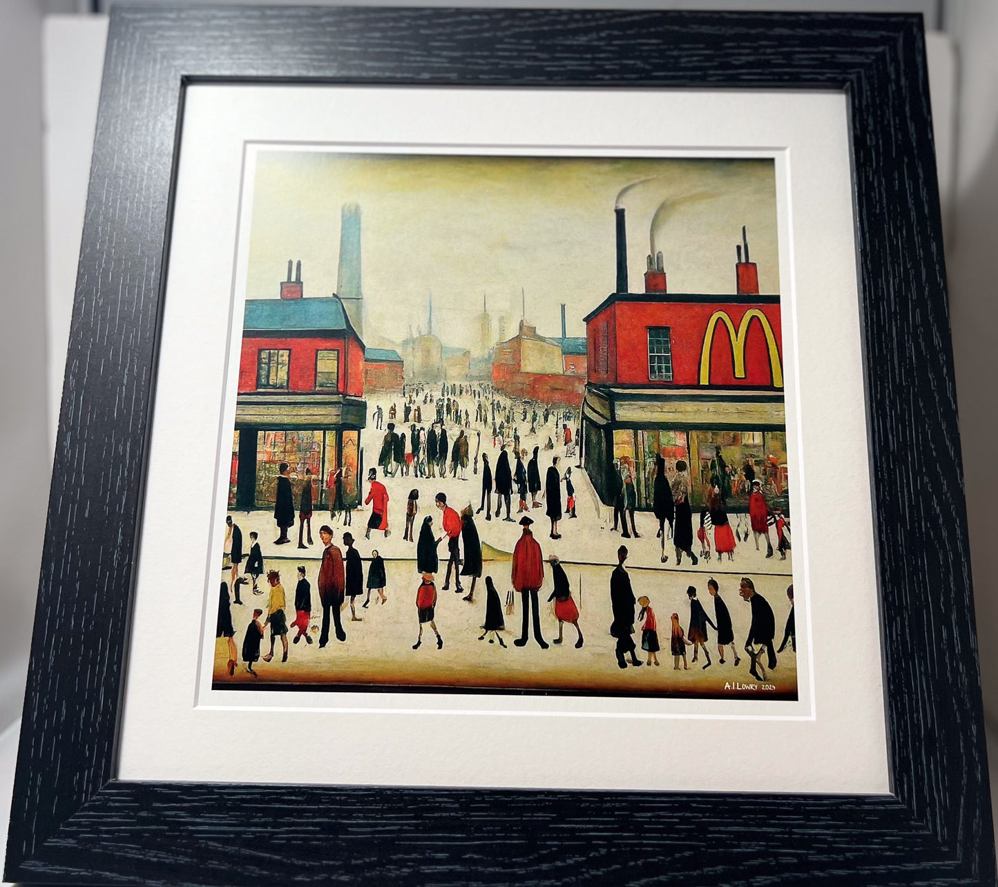 McDonalds - Lowry Style Giclée Art Print. Available Framed/Mounted or Unframed