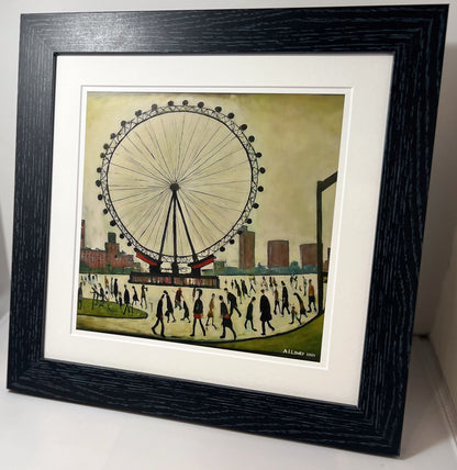London Eye - Impression d'art giclée 21 cm de côté. Superbe image dans le style de LS Lowry 
