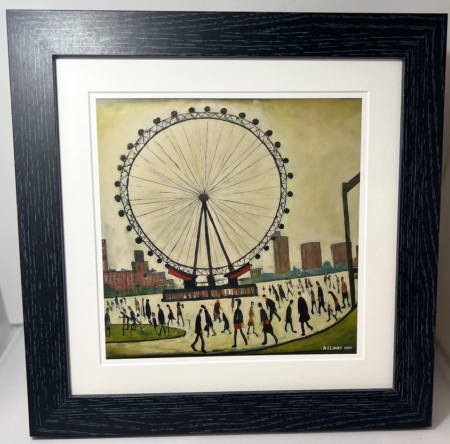 London Eye - Impression d'art giclée 21 cm de côté. Superbe image dans le style de LS Lowry 