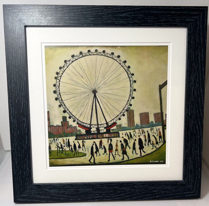London Eye - Impression d'art giclée 21 cm de côté. Superbe image dans le style de LS Lowry 