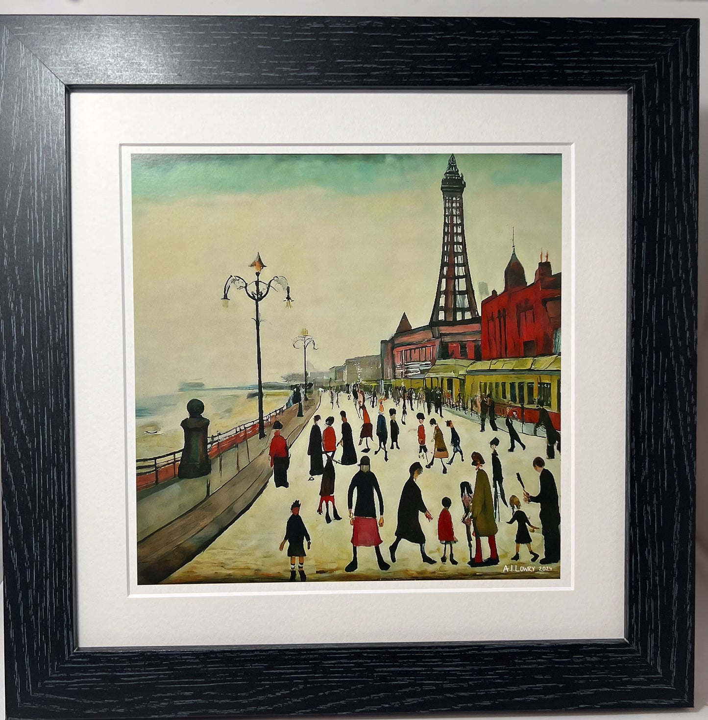 Blackpool Front Giclée Lowry Style Art Print. Available Mounted/Framed or Unframed