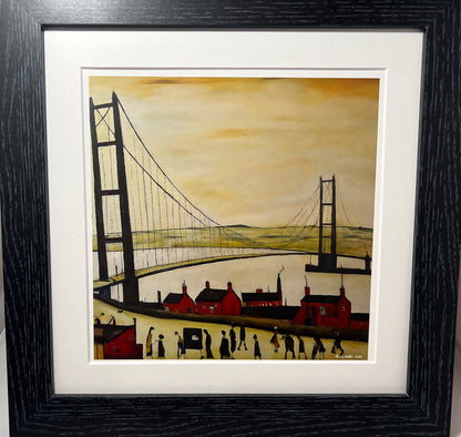 Humber Bridge Lowry Style Art Giclée Print. Available Framed/Mounted or Unframed