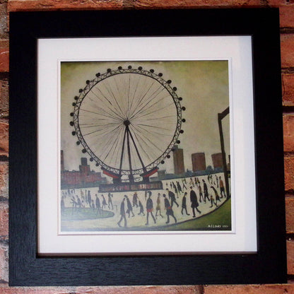 London Eye - Impression d'art giclée 21 cm de côté. Superbe image dans le style de LS Lowry 