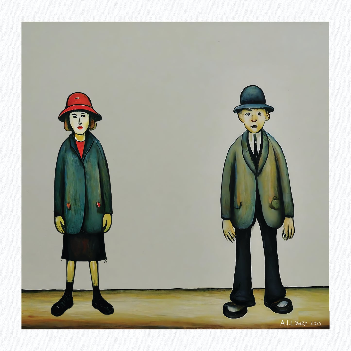 A Couple Lowry Style Art - Giclée Print Available Mounted/Framed or Unframed