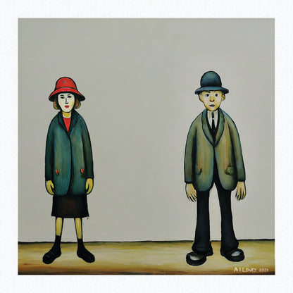 A Couple Lowry Style Art - Giclée Print Available Mounted/Framed or Unframed