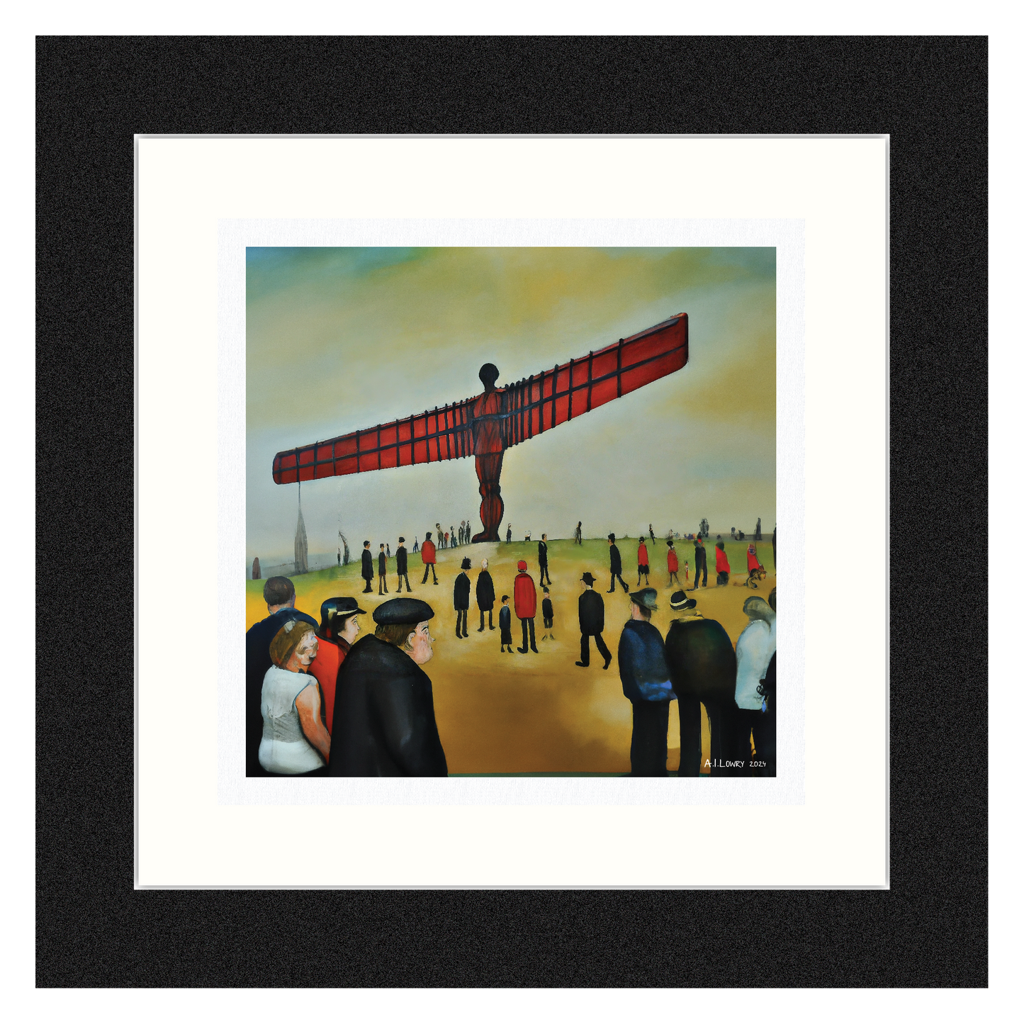 The Angel Of The North Lowry Style Art Giclée Print Available Mounted and Framed or Unframed