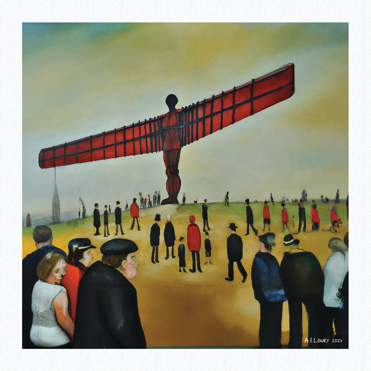 The Angel Of The North Lowry Style Art Giclée Print Available Mounted and Framed or Unframed