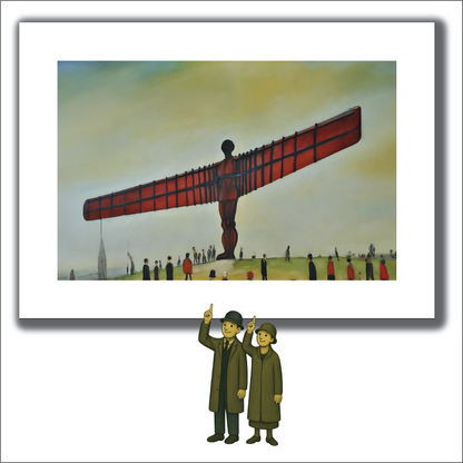 Angel Of The North - A3 Size Giclée Art Print. Lowry Style Art Print. Available Framed and Unframed.
