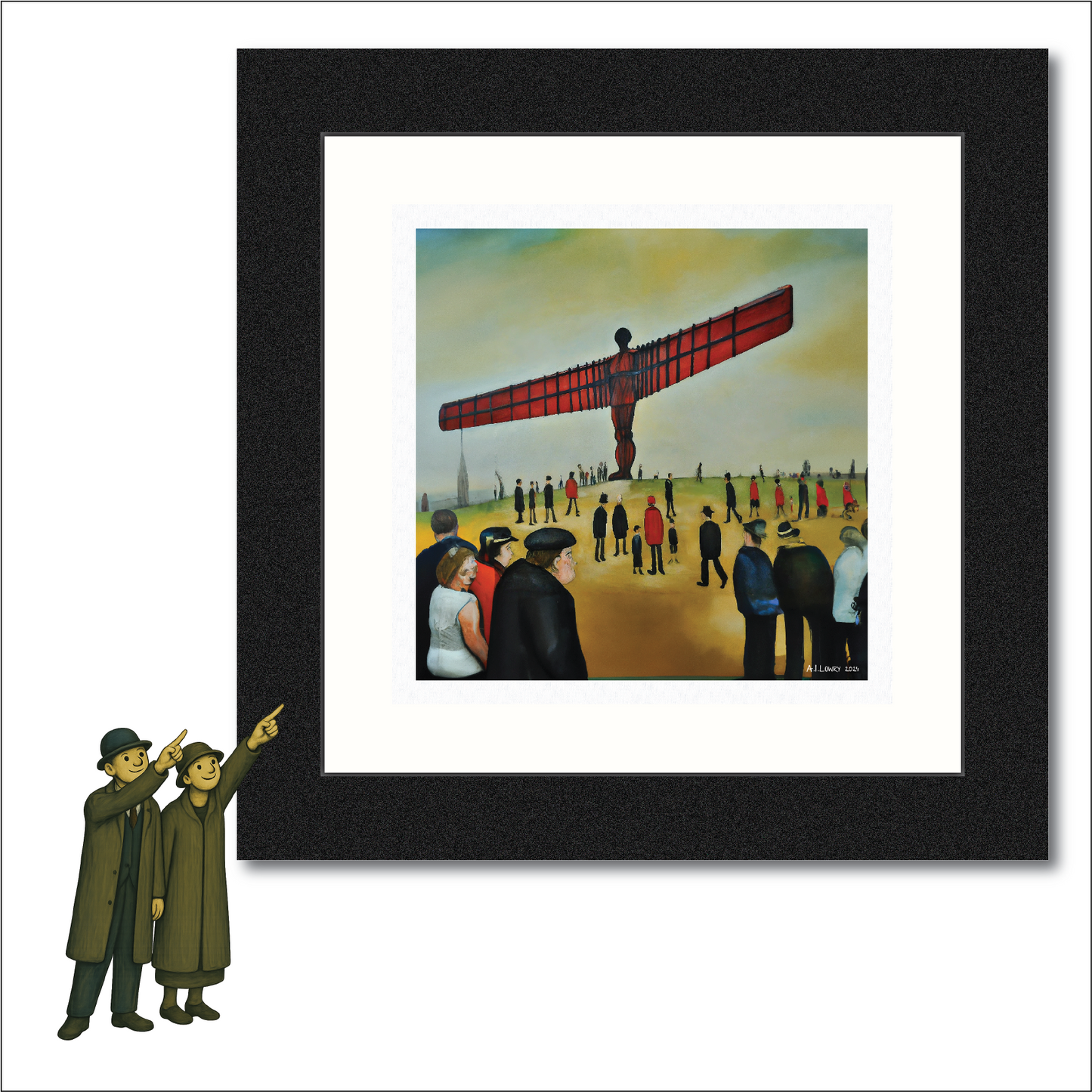 The Angel Of The North Lowry Style Art Giclée Print Available Mounted and Framed or Unframed