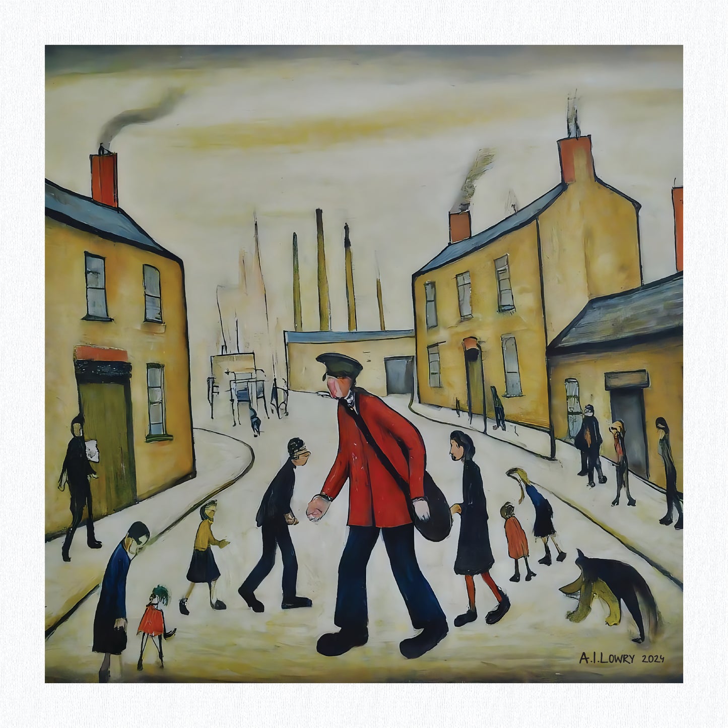 A Postman's Round Lowry Style Art Giclée Print Avaiable Mounted/Framed or Unframed.