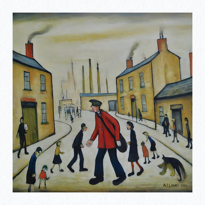 A Postman's Round Lowry Style Art Giclée Print Avaiable Mounted/Framed or Unframed.
