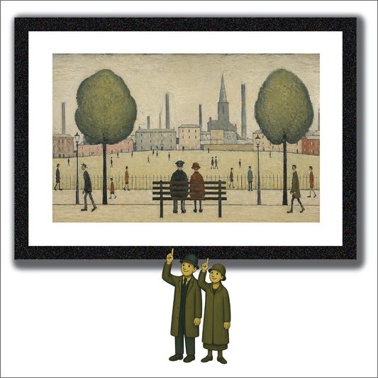 Park Bench Landscapre - A4 Size Giclée Art Print. Lowry Style Art Print. Available Framed and Unframed.