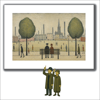 Park Bench Landscapre - A4 Size Giclée Art Print. Lowry Style Art Print. Available Framed and Unframed.