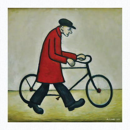 Bicycle Man Lowry Style Giclée Art Print. Available Mounted/Framed or Unframed