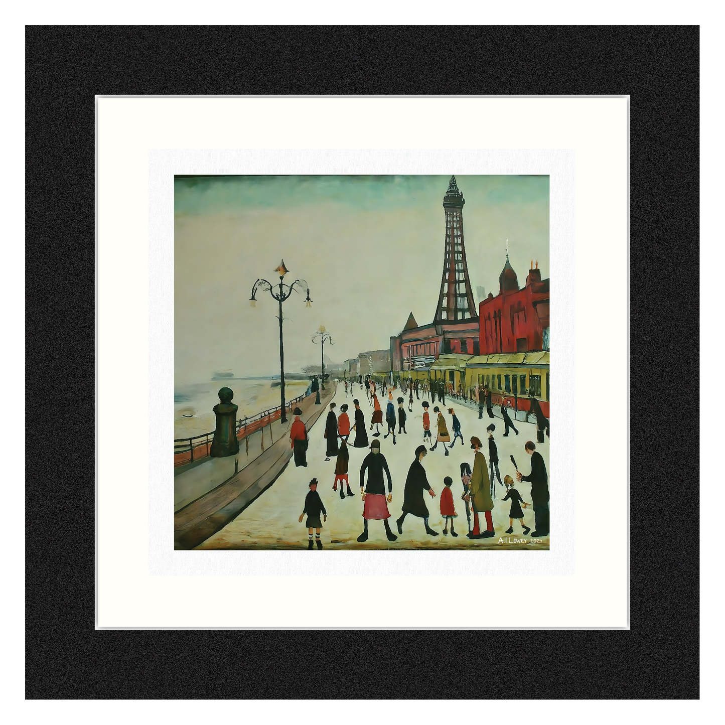 Blackpool Front Giclée Lowry Style Art Print. Available Mounted/Framed or Unframed