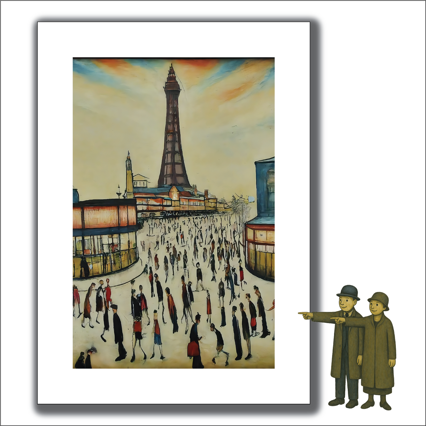 Blackpool Tower - Lowry Style A4 Size Giclée Art Print. Available Framed or Unframed.