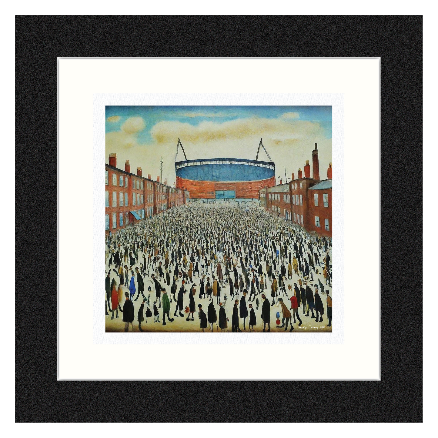 The "Blue" Stadium - Lowry Style Giclée Art Print. Available Mounted/Framed or Unframed
