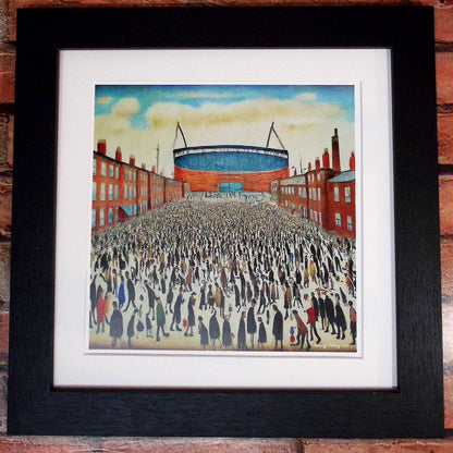 The "Blue" Stadium - Lowry Style Giclée Art Print. Available Mounted/Framed or Unframed