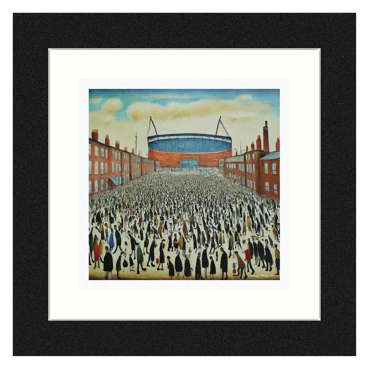 The "Blue" Stadium - Lowry Style Giclée Art Print. Available Mounted/Framed or Unframed