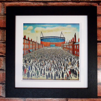 The "Blue" Stadium - Lowry Style Giclée Art Print. Available Mounted/Framed or Unframed